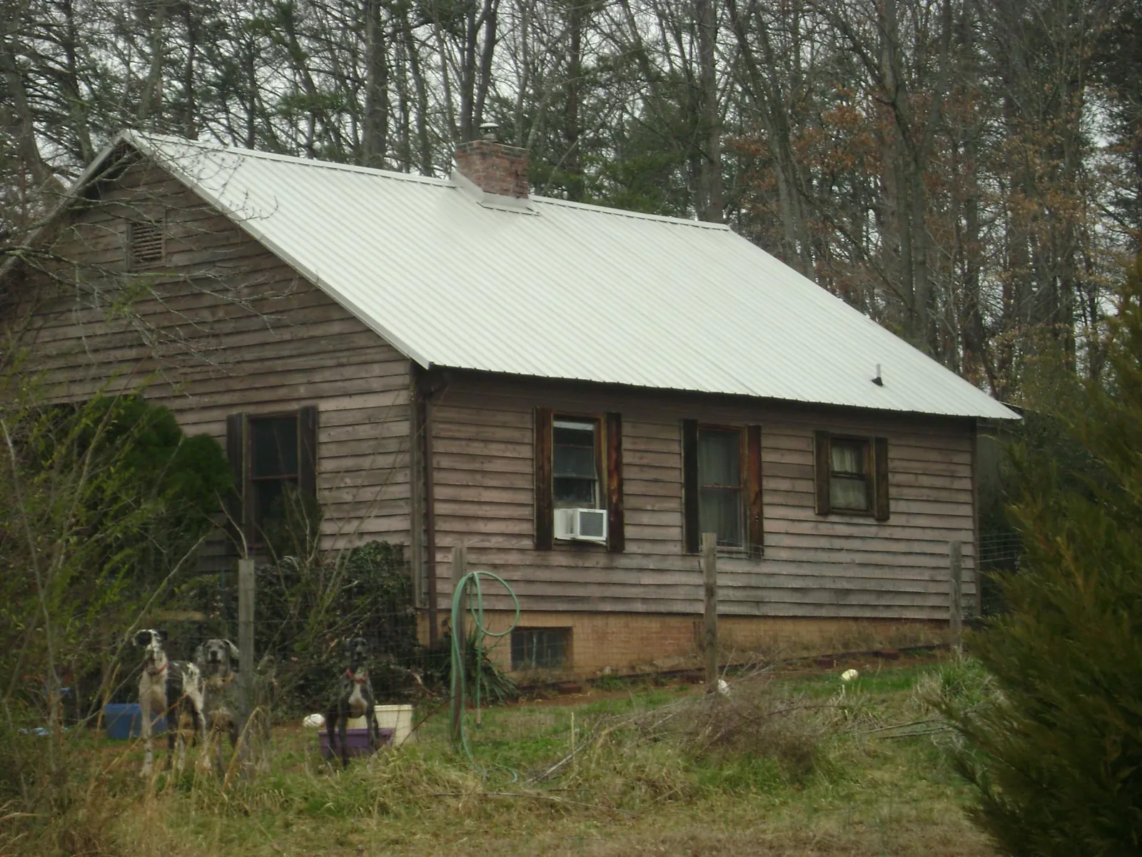 White metal roof on an old wood sided farmhouse, from a Asphalt Shingle Roof Repair job in Harrison Township